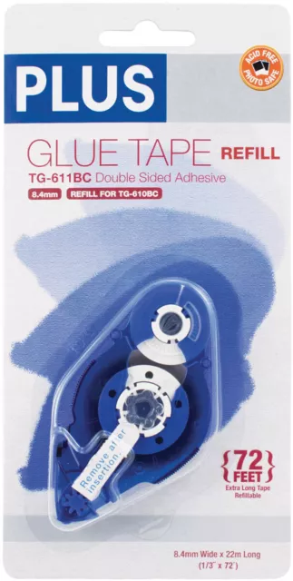 Plus High Capacity Glue Tape Refill-.33"X72', For Use In 610BC 611BCR
