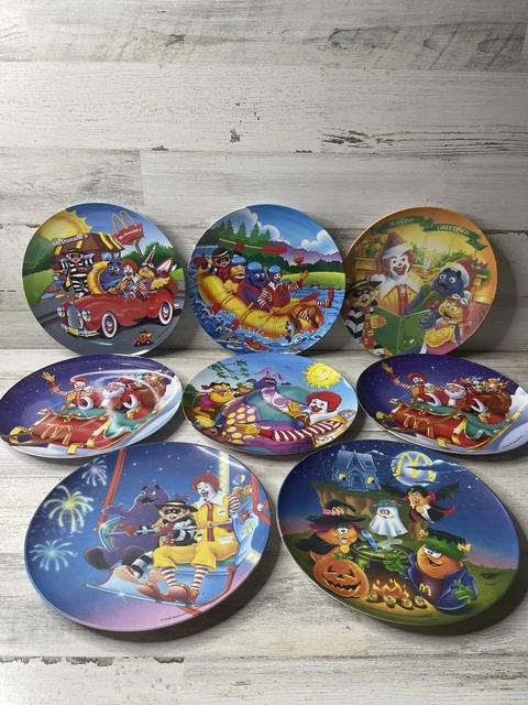Lot of 8 Vintage 1993-1998 Ronald McDonalds Plates Collection Holidays Canoe Car