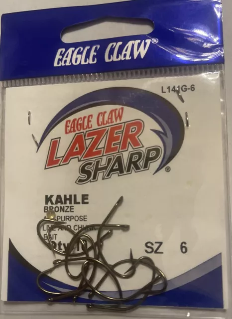 EAGLE CLAW L144SSG #2/0 6Ct Stainless Up Eye Kahle Hook $8.10 - PicClick