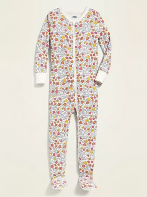 Nwt Girls Old Navy Footed Pajamas Pjs Flower Size  2T 3T 4T 5T One Piece