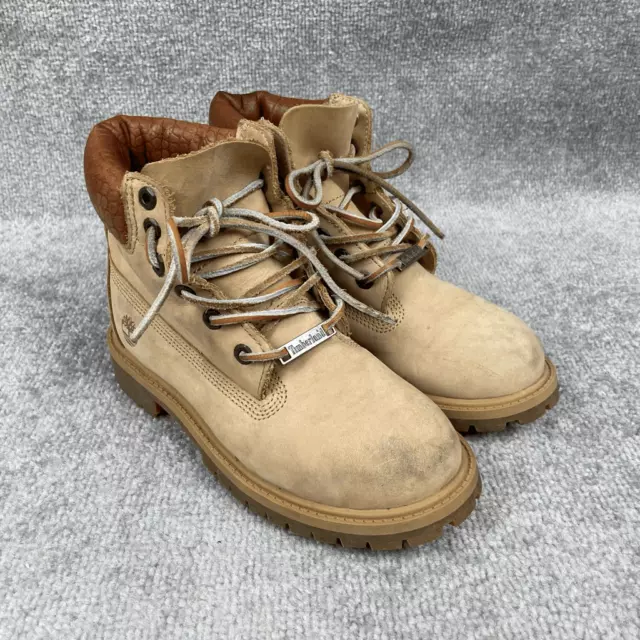 Timberland Premium Waterproof Suede 6” Wheat Tan Work Boots 10061 43 40 Kids 2.5