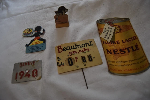 lot objet documents publicitaire ancien nestlé, fromage, beaumont , geneve...