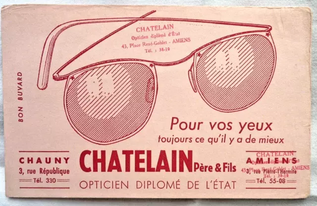 Buvard - Chatelain Opticien Chauny 02 Amiens 80 - Lunettes Illustrateur Commerce