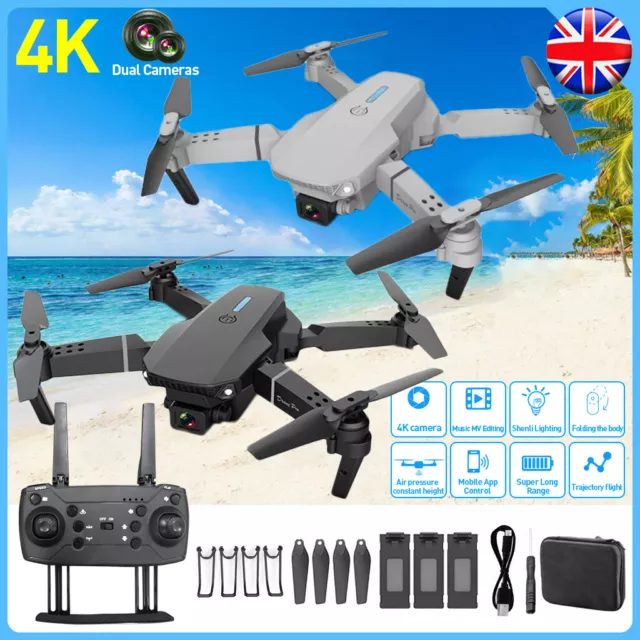 4K HD 3 Batteries Drone X Pro Selfie Camera WIFI FPV GPS Foldable RC Quadcopter