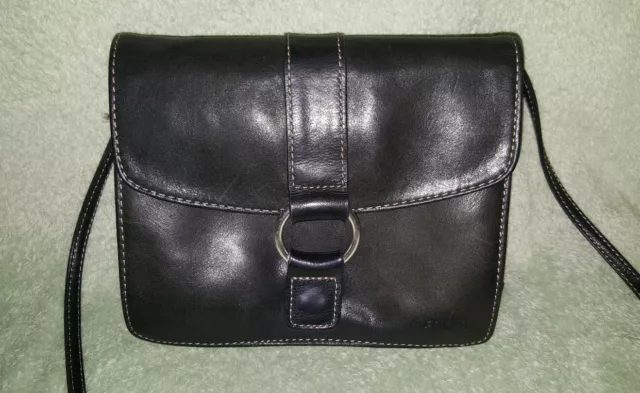 Fossil small leather black shoulder bag