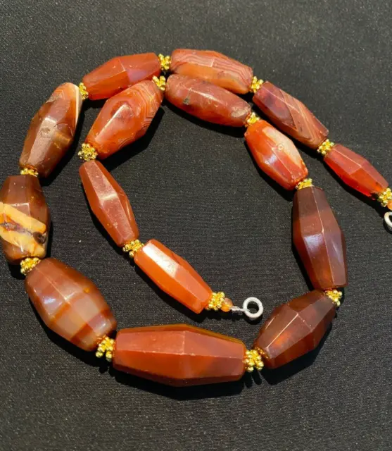 Antique old Beads carnelian Angkor Cambodian antiquity amulet jewelry strand 6