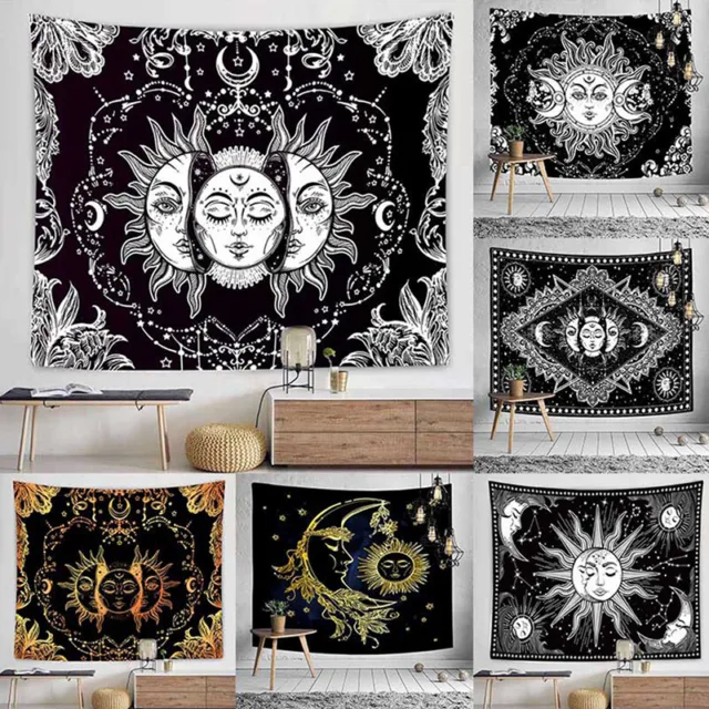 Mandala tapiz sol y luna tapiz decoración dormitorio manta 95x73cm&