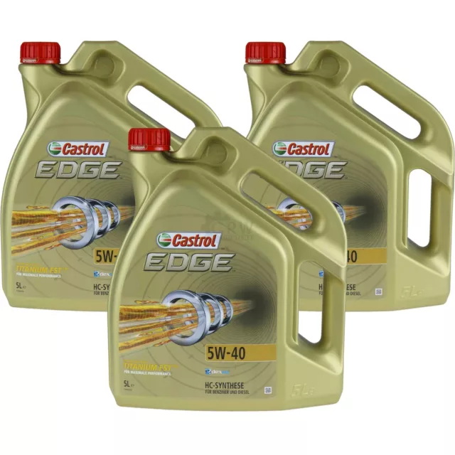 3x 5 Litro Original Castrol aceite motor Edge 5W-40 Aceite de Motor Engine Oil