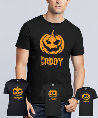 Personalised Zucca Di Halloween T Shirts Famiglia Set abbinato Men's Women's Kids