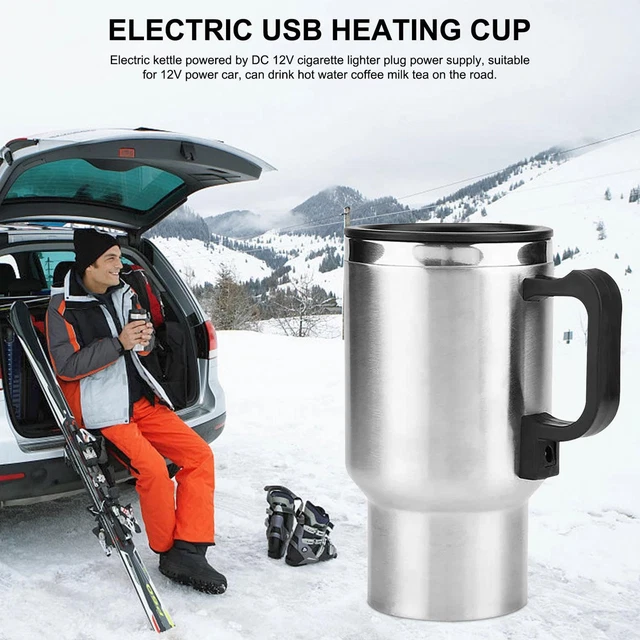 Travel Coffee Heated Mug 450Ml Car Based Heating Steel GX new Cup Kettle V2H0