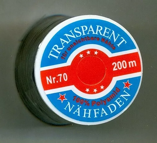 🧵1🧵 Rolle Nähgarn dunkel transparent  200m  Polyamid Spulen Nähfaden