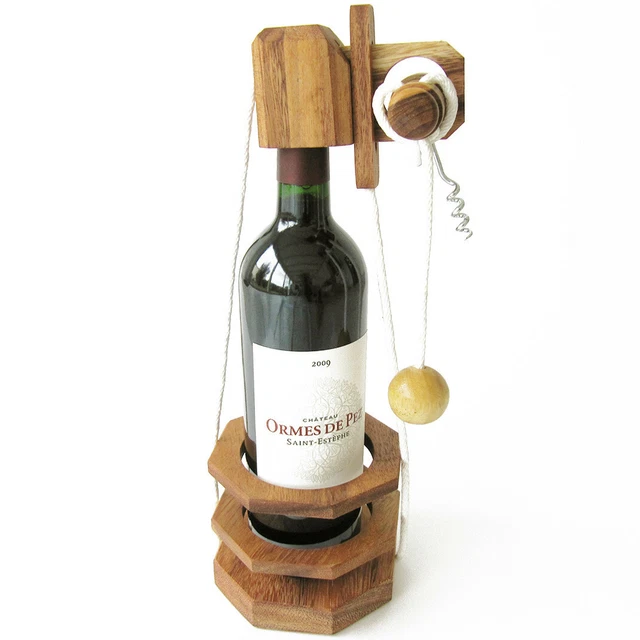 Casse-Tête Bouteille Boules Et Anneaux - Jeu En Bois Massif Niveau 3/6 LEDELIRANT