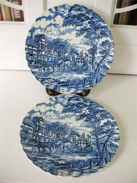 Set (s) of 2 Myott ROYAL MAIL  Dinner Plates 9 3/4"  Blue & White