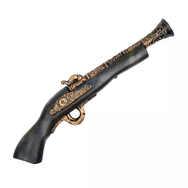 Pirate Pistol Gun Musket Brown Gold Costume Accessory Prop Toy Plastic 42cm
