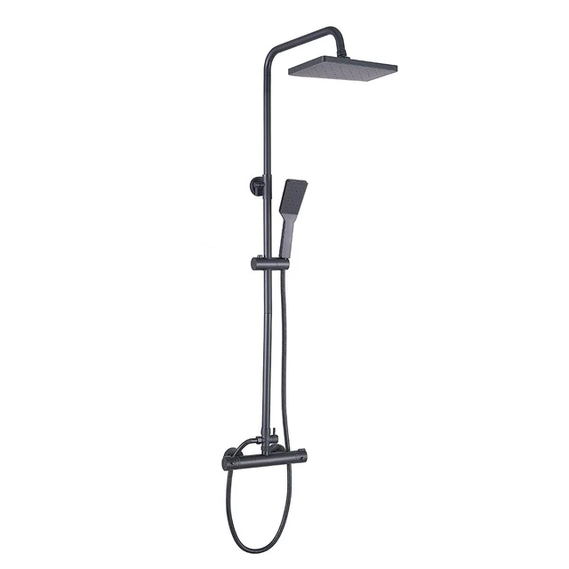 Rubinetto doccia quadrato doccia a pioggia termostato 38°C 10"" set doccia nero merce di seconda scelta