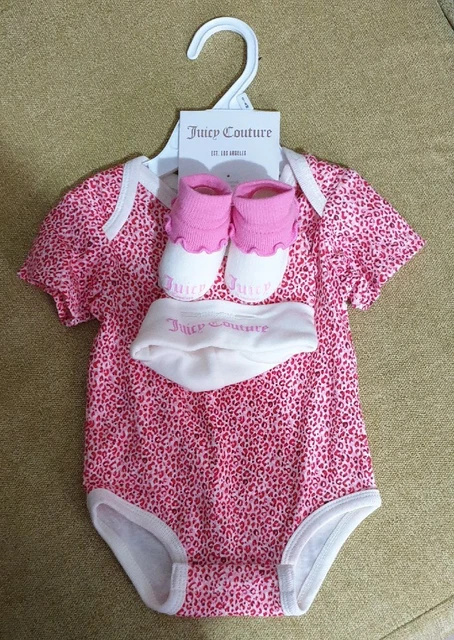 baby girls  Juicy Couture bodysuit 3 piece gift set 0-3 months brand new leopard