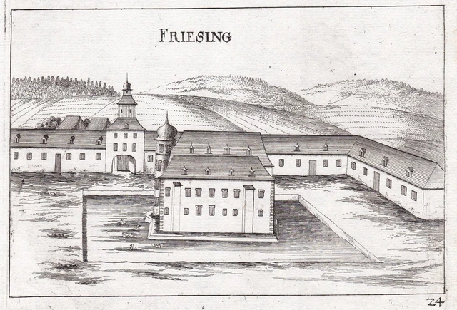 Friesing St Pölten Bassa Austria Incisione Engraving Vischer 1672