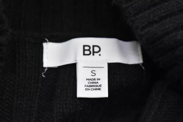 BP Womens Black Mock Neck Side Slit Ribbed Knit Long Sleeve Sweater Dress S 3