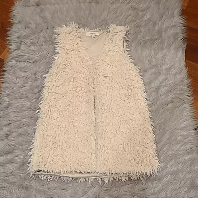 Umgee womens cream  faux fur soft lined fuzzy long vest size small