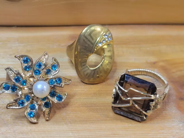 3 Piece Bundle Costume Jewelry Rings | Size 6.25, 6.5 and Adjustable