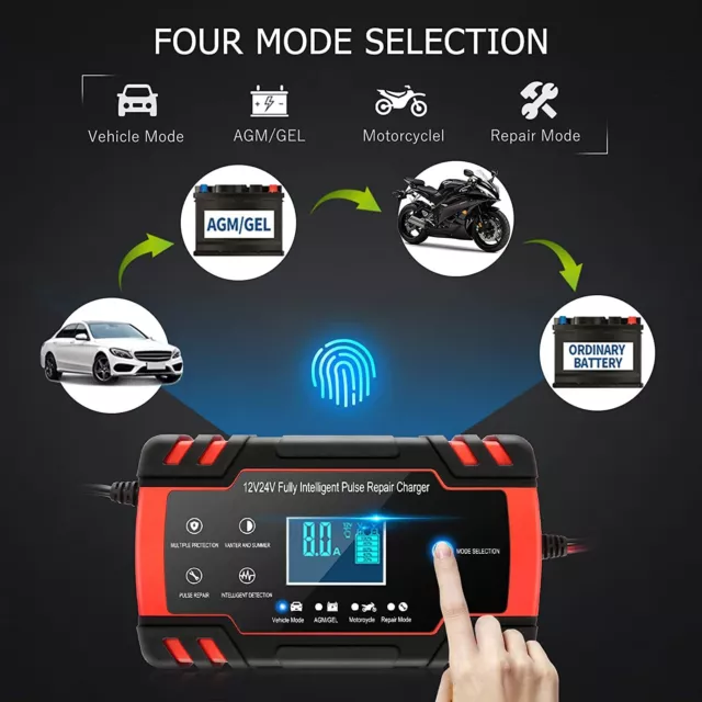 KFZ intelligentes Batterieladegerät 24V 8A,Auto Motorrad Akku Batterie Ladegerät 2