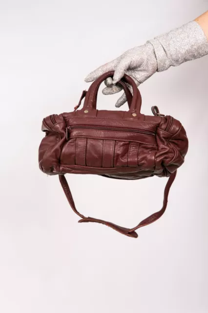 Mini borsa a tracolla vintage anni '70 Oxblood in pelle mini supporto mod scooter