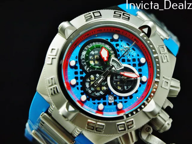 Invicta 50mm Subaqua Noma IV BLUE Puppy Edition Swiss Chrono Poly Strap SS Watch