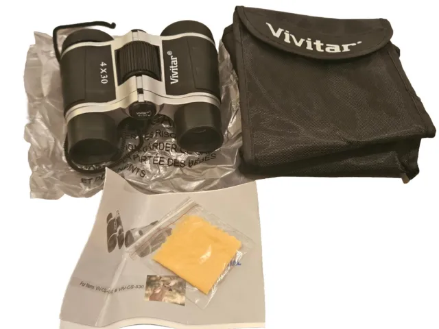 Vivitar Classic Binoculars 4x30 Lens Focus Knob Case Vintage Collectable - 9.99p