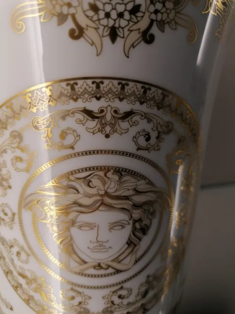 Rosenthal - Vase 18 cm Versace Medusa Gala 1.Wahl Gold Weiß Top Zustand 3