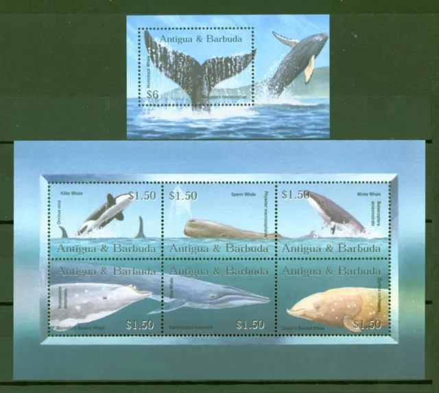 Antigua & Barbuda 2002 - Wale Zwergwal Schnabelwal Orca Nr. 3849-54 + Block 554