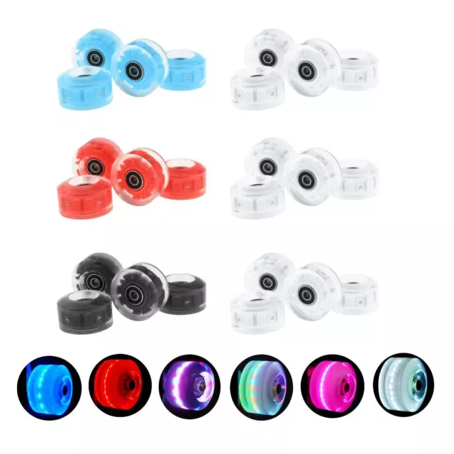 4pcs LED Rollschuh Räder leuchten mit Lagern für zweireihiges Skateboard