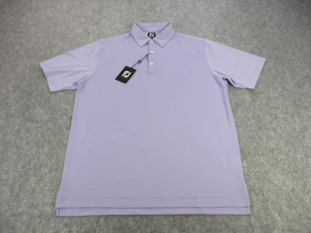 NEW FootJoy Polo Shirt Mens Extra Large Purple White Pin Dots Golfer Golfing