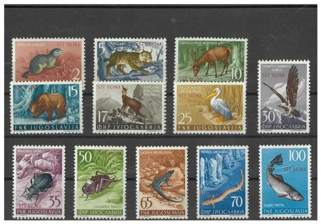 Trieste Zone B 1954 Wildlife Set of 12 Stamps to 100d Scott 93/104 MUH 15-9