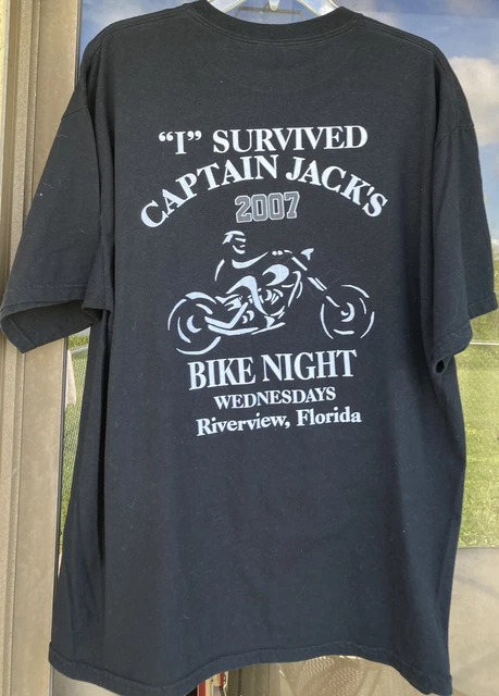 Captain Jack’s River view Florida I Survived Bike Night 2007 T Shirt Size XL (36