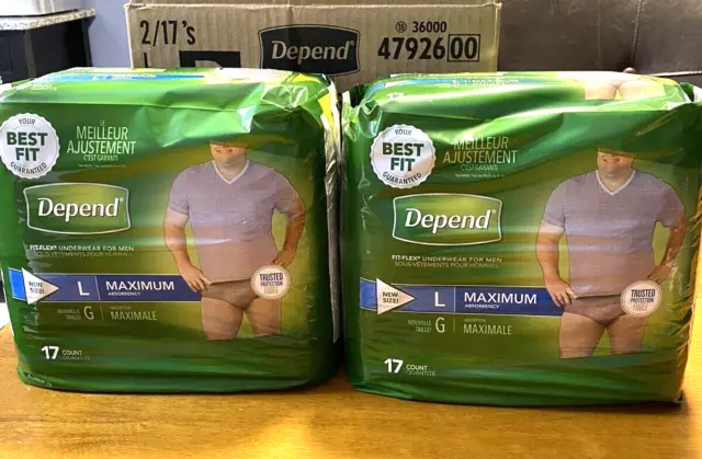 DEPEND FIT-FLEX INCONTINENCE Underwear for Men, Size LARGE Maximum, 28 Ct  $39.99 - PicClick