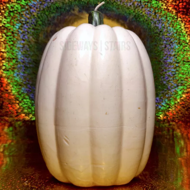 IVORY WHITE PUMPKIN SHAPED CANDLE 6" Thanksgiving Halloween winter squash gourd