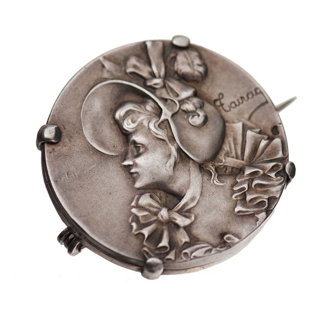 Ancienne Broche En Argent Massif Et Vermeil Motif Feuille - Bijou Vintage Charmant