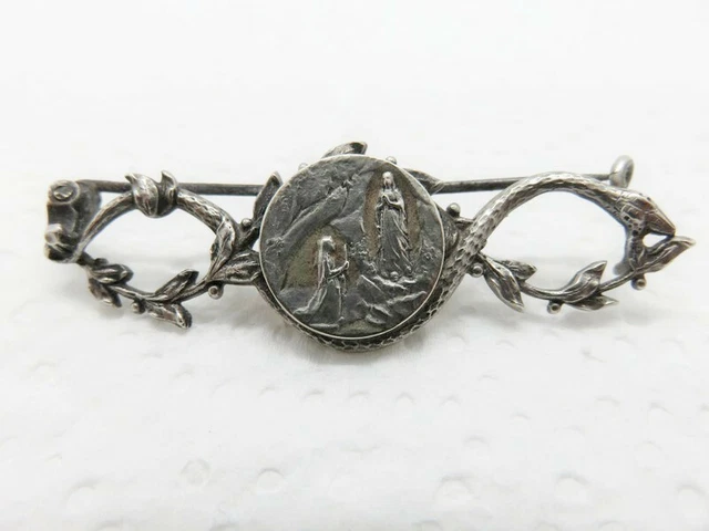 Broche Vintage Signée Chloris - Motif Branche De Gui - Laiton Doré - France - Occasion