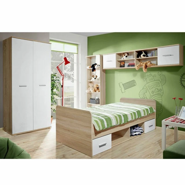 Paris Prix - Chambre Complète Enfant 4p "dino I" Chêne & Blanc