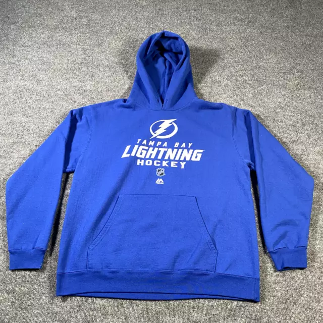 Tampa Bay Lightning Mens Large NHL Majestic Faded Blue Hockey Hoodie