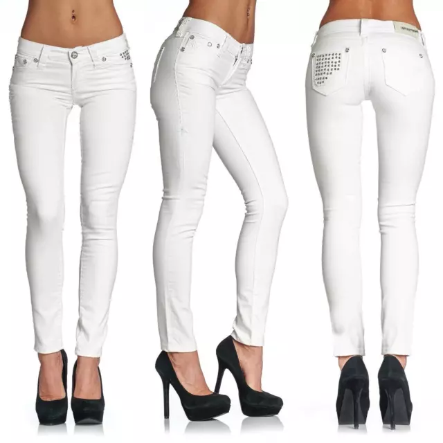 AFFLICTION Women's Denim Jeans RAQUEL TARA WHITE Embroidered