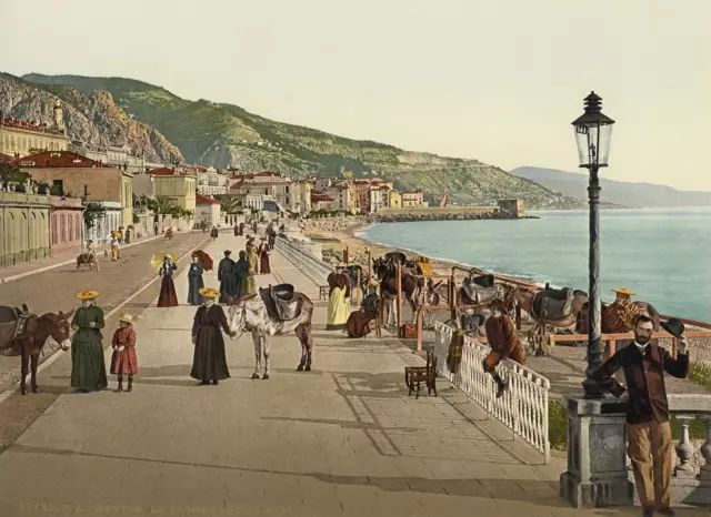 Menton. La promenade du Midi.  PZ vintage photochromie photochromie, vintage p