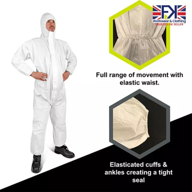 Disposable Coverall ANTI-STATIC Type 5/6 Hooded Overall Suit Chemical Resistant 3