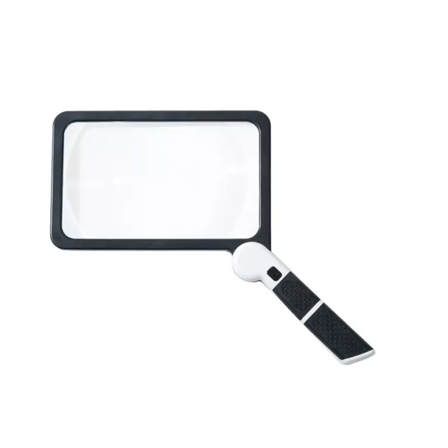 Portable 5X Magnifying Glass Hand-Held Magnifier Loupe 48 LED Lamp Square Lens