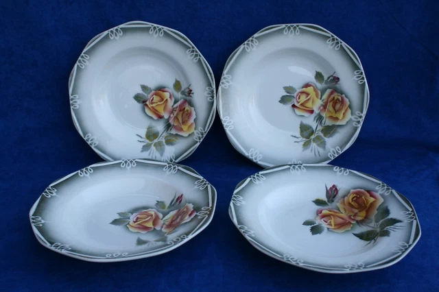 4 assiettes demi creuses Digoin Sarreguemines service Odile