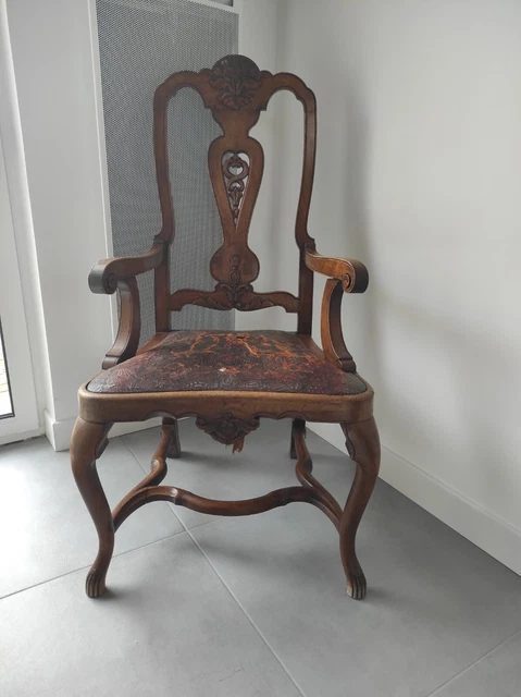 Deux Fauteuils De Salon Style Anglais Chippendale, Dossier Cannage – Velours Rouge, Très Bon état