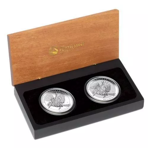 2 x 1 Dollaro Kookaburra Silver Proof Set Australia Oncia Pp Argento 2018