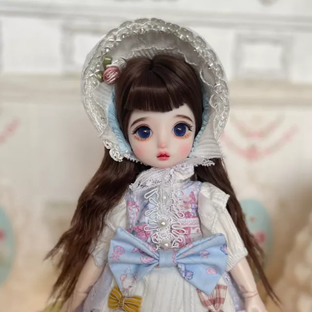 New 30cm Blue Eyes BJD Doll 1/6 Movable Jointed DIY Toys Princess Dress with Hat