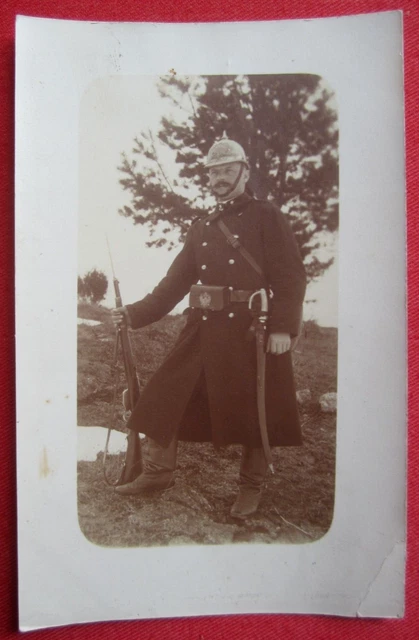 Orig. PK Foto Deutsches Reich Offizier Uniform Gewehr Schwert Pickelhaube 1914