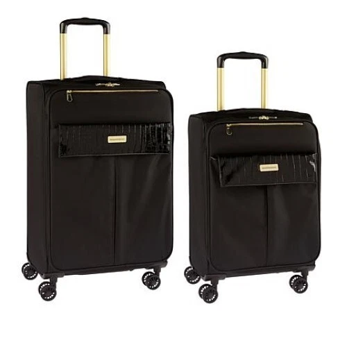 Samantha Brown Croco Detail 2 Piece Luggage Set- 22" & 26" Spinners-Black-NWT